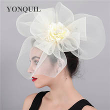 Women Mesh Flower Big Fascinator Hats Wedding Women Kenducky Ascot Chapeau Bridal Tulle Occasion Ladies Fashion Hair Accessory 2024 - buy cheap