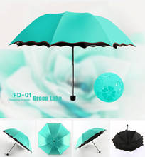 Ladies Portable Umbrellas Windproof 3-Folding Blossoms in Water Changes Color Anti-UV Sun/Rain Umbrella AC889 2024 - buy cheap