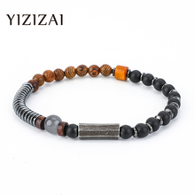 YIZIZAI-pulsera de piedra de Lava para hombre, brazalete de cuentas de Buda tibetano, pulsera difusora de piedras naturales de chakra, regalos de joyería para hombre 2024 - compra barato