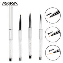 ANGNYA 5/7/9mm Nail Art Rhinestone Acrylic Liner Brush Silver Metal Handle Stripes Flower Grid DIY Manicure Painting Drawing Pen 2024 - buy cheap