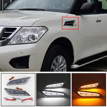 Led drl fluindo girando luz sinal lâmpada laterais aberturas stickerfor nissan patrol y62 armada acessórios 2015 2016 2017 2018 2019 2024 - compre barato