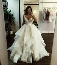 Sexy Long Mermaid V-Neck Tulle Wedding Dresses Ruffled Floor Length Lace Up Vestidos de novia Abendkleider Bridal Gown for Women 2024 - buy cheap