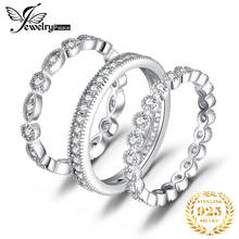 Jewelrypalace 925 anel de prata esterlina, conjunto de anel empilhável zircônia cúbica, anéis de banda de casamento simulado anéis de diamante para mulher 2024 - compre barato