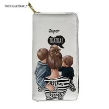 Twoheartsgirl Cute Super Mom Girls Print Leather Wallets for Women Long Female Ladies Clutch Hand Bag ID Card Holders Purse 2024 - buy cheap