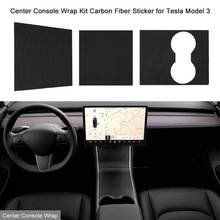 Car Center Console Wrap Kit Sticker Dashboard Matte Carbon Fiber Black For Tesla Model 3 Center Console Wrap Kit 2024 - buy cheap