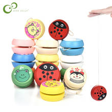 Esferas de madeira para crianças 3 peças, brinquedos fofos com estampas de animais para crianças, modelo yoyo ball gyh 2024 - compre barato