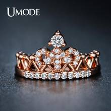 Женские кольца с короной UMODE, роскошные обручальные кольца из розового золота с цирконием, ювелирные изделия, UR0217 2024 - купить недорого