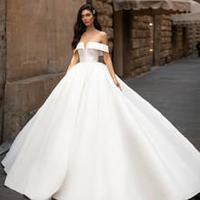 2020 Simple Satin Wedding Dresses Arabic Off The Shoulder Wedding Dress Bridal Gowns Plus Size Robe de Mariee 2024 - buy cheap
