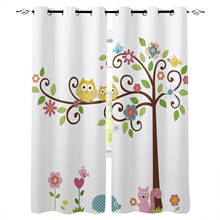 Cute Cartoon Kawaii Owl Squirrel White Curtains for Children's Bedroom Living Room Kids Window Treatments Kitchen Drapes 2024 - buy cheap