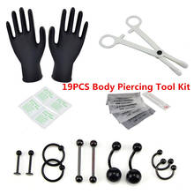 19 unids/set de agujas para Piercing de nariz, ombligo y pezón, Kit de herramientas para perforación corporal 2024 - compra barato