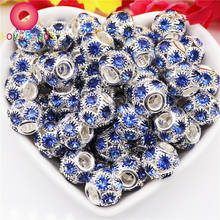 10Pcs Blue Color Crystal Rhinestone Ball Beads Large Hole European Spacer Beads Fit Pandora Bracelet Bangle Snake Chain Jewelry 2024 - buy cheap