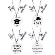 2021 graduation season gift holiday gift custom titanium steel necklace stainless steel round pendant 2024 - buy cheap