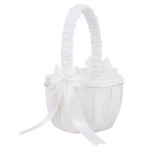 MagiDeal Romantic Bowknot White Satin Wedding Ceremony Party Flower Girl Basket 2024 - buy cheap