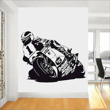 Calcomanía de pared de motociclista para niños y adolescentes, pegatina de motocicleta para ventana y pared, Mural artístico de Autobike, vinilo para dormitorio, decoración del hogar, C369 2024 - compra barato