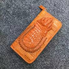 Authentic Real Crocodile Leather Women's Large Card Holders Genuine Alligator Skin Lady Long Purple Wallet Female Clutch Purse 2024 - buy cheap