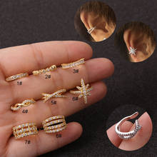 8 Style Cartilage Piercing Zircon Earrings For Women U-shaped Earrings Gold Stainless Steel Single Earrings New Hot 2024 - buy cheap