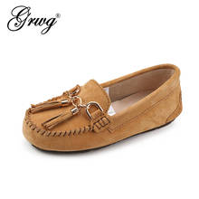 Grwg sapato feminino mocassins em couro legítimo, calçado casual feminino sem cadarço na moda de verão 100% 2024 - compre barato