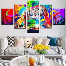 HD Print Poster Wall Art Canvas Home Decor 5 Pieces Color Abstract Indian Elephant Painting Taj Mahal Picture Modular Frame 2024 - buy cheap