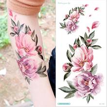 Waterproof Temporary Tattoo Sticker Rose Flowers Leave Flash Tattoos Body Art Arm Fake Sleeve Tatoo Black Women Girls Wrist 2024 - buy cheap