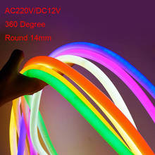 Round Soft LED Neon Strip AC220V 240v DC12V 14mm Round Flex 120pcs 2835/m 360 Degree Lighting Neon Flexible Strip IP67 2024 - buy cheap