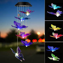 LED Solar Wind Chime Butterfly Light Color Changing Waterproof Outdoor Windchime Hanging Lamp For Garden Patio Yard Decoration 2024 - buy cheap