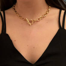 kissme Punk Gold Color Box Chains Necklace For Women Minimalist Metal Style T-bar Clavicle Chokers New Fashion Jewelry Wholesale 2024 - buy cheap