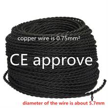 Black 5/10/20 Meters 2 Core Electrical Rope Wire Vintage Antique Braided Twisted Fabric Lighting Cable Woven Silk Flexible Cord 2024 - buy cheap