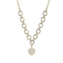 2pcs/lot Female Heart Charm Necklaces Copper with Cubic Zirconia For Women Gold color CZ Anniversary Fashion Jewelry 2024 - buy cheap