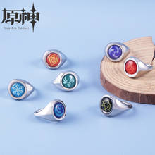 Jogo genshin impacto metal anéis cosplay olho de deus 7 elemento aberto ajustável unissex banda anel adereços acessórios jóias presente 2024 - compre barato
