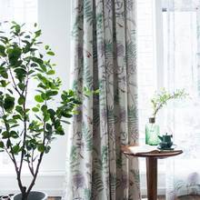 Americano tropical cortinas para sala de estar verde azul folhas tule quarto cortinas sheer janela tratamentos 2024 - compre barato