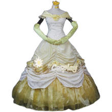 Feito sob encomenda novo estilo princesa belle luxo cosplay traje vestido para trajes de halloween feminino 2024 - compre barato