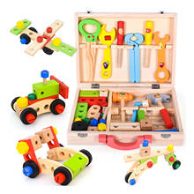 Tornillo de desmontaje de madera Montessori para niños, juego de herramientas de reparación multifuncionales para bebés, juguete de simulación para regalo 2024 - compra barato