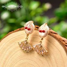 GLSEEVO Original Design Doll Smiley Pendant Earrings Fresh Water Pearl  Drop Dangle Earrings Gift Fine Jewelry Oorbellen GE0814 2024 - buy cheap