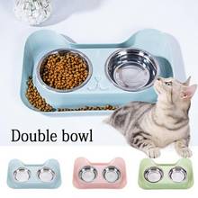 Cats Bowl Double Stainless Steel Pet Bowls PC Durable Non-slip Design Pet Food Water High Feeder For Cat Dog Pet Products New 2024 - buy cheap