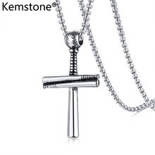 Винтажное серебряное ожерелье Kemstone с подвеской-крестом в виде Бейсбольного Креста из нержавеющей стали, ювелирные изделия, подарок для мужчин 2024 - купить недорого