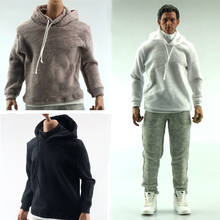 1/6 Scale Gray Black White Hoodie Sweatshirt Sweater Sport Tops Clothes Accessory for 12 Inches Male Action Figure Body 2024 - buy cheap