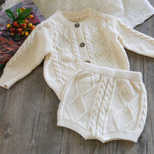 New Children Clothing Boys Girls Baby Knit Autumn Winter Sweater Cardigan + Shorts Suit Baby Clothes Suit Toddler Sweater 0-2 Y 2024 - buy cheap