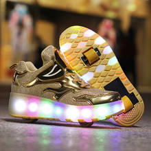 Zapatillas de patines de ruedas para niños, niñas y niños, zapatos de patinaje informales con luz LED brillante, a la moda 2024 - compra barato