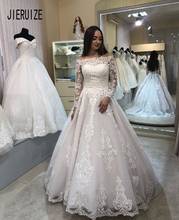 JIERUIZE Vintage Lace luxury Wedding Dresses Long Sleeves Bateau Neck Wedding Gowns Bride Dresses with Appliques robe de mariee 2024 - buy cheap