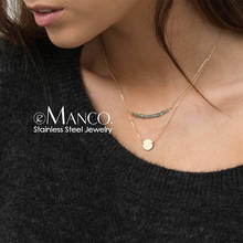 E-manco-collar minimalista de acero inoxidable para mujer, colgante con letras personalizadas, Gargantilla, conjunto de joyería, 2 uds. 2024 - compra barato