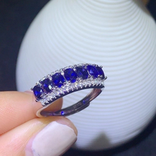 Safira natural 925 anel de prata esterlina anel feminino design simples melhor presente anel de esmeralda 2024 - compre barato
