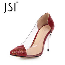 JSI Patchwork Spring Autumn Pumps Woman Transparent Patchwork Pointed Toe Super High Thin Heel Dress 2021 Women's Shoes JO827 2024 - buy cheap
