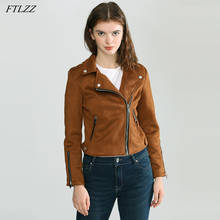 FTLZZ New Women Faux Suede Leather Jacket Casual Female Zipper Punk Streetwear Coat Vintage Motorcycle Jacket Coat 2024 - buy cheap