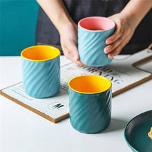 Taza de té y café de cerámica europea, vasos minimalistas de porcelana, tazas de agua potable de dos tonos, taza de leche para parejas, taza de té para oficina 2024 - compra barato
