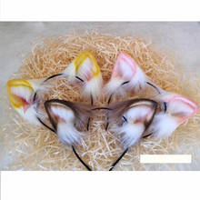 Mmgg fold estilo orelhas de gato cabelo hoop dourado marrom cor rosa headwear feito à mão trabalho para cosplay festa traje acessórios 2024 - compre barato