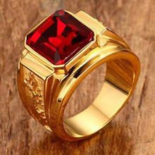 Женское и мужское обручальное кольцо с гравировкой в стиле хип-хоп, перстень с красным кристаллом в стиле бохо 2024 - купить недорого