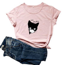 Camiseta feminina ew people, camiseta feminina engraçada com estampa de gatos, camiseta de algodão feminina kawaii 2024 - compre barato