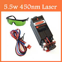 Interruptor controlável de módulo de laser azul 450nm 5.5w 450nm para máquina de gravação a laser, tubo de laser do módulo ttl de corte a laser + óculos 2024 - compre barato