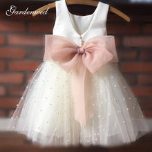 Pearls Girl Pageant Dresses Tulle Sashes Flower Girl Dress Cute Bow Sashes First Communion Dress Little Bride Dress New Year 2024 - buy cheap