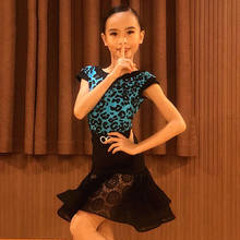Children's Latin Dance Costumes Backless Tops Black Lace Skirts Girls Latin Performance Practice Wear Cha Cha Outfits BL5633 2024 - buy cheap